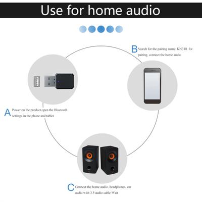 KN318 Автомобильный Bluetooth-совместимый аудиоприемник громкой связи, двойной выход AUX USB стереоадаптер