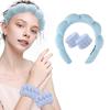 1 Set Sponge Headband Wristband Water Absorbent Face Washing SPA Padded Hair Band Elastic Wrist