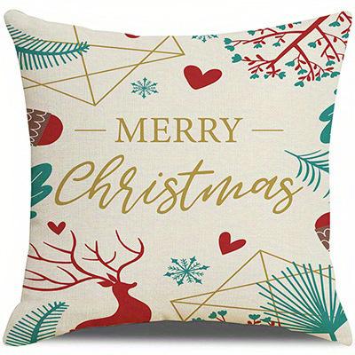 Short Plush Material Pillowcasehome Decor Merry Christmas Pillow Covers With Festive Designs Pattern Cushion Cover Suitable For