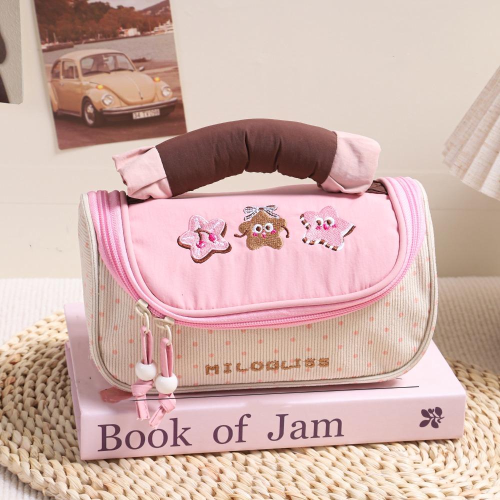 Multifunctional Handheld Makeup Bag Large Capacity Pencil Case Cute Pencil Pouch  School