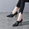 Women's Shoes 2025 Early Spring New Fashion Pointed Deep Mouth Small Single Shoes Black First Layer Cowhide Black Thin High Heels