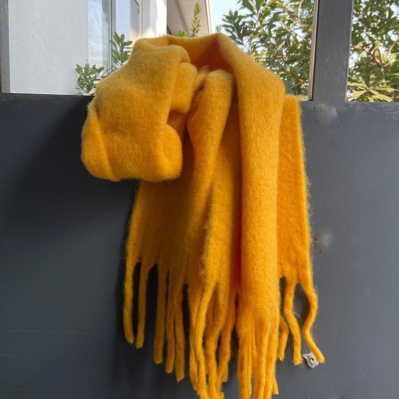 Unisex Mohair Scarf: Solid Color, Warm Winter Shawl