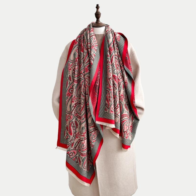 Scarf Women's Winter Retro Imitation Cashmere Jacquard Shawl Warm and Thickened Outer Cover Photo Wear Scarf Versatile