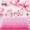 Table Skirt for Rectangle And Round Table Multi-layer Ruffle Reusable Gradient Rainbow Color Beach Parties Ceremony Birthday Party Decoration Table
