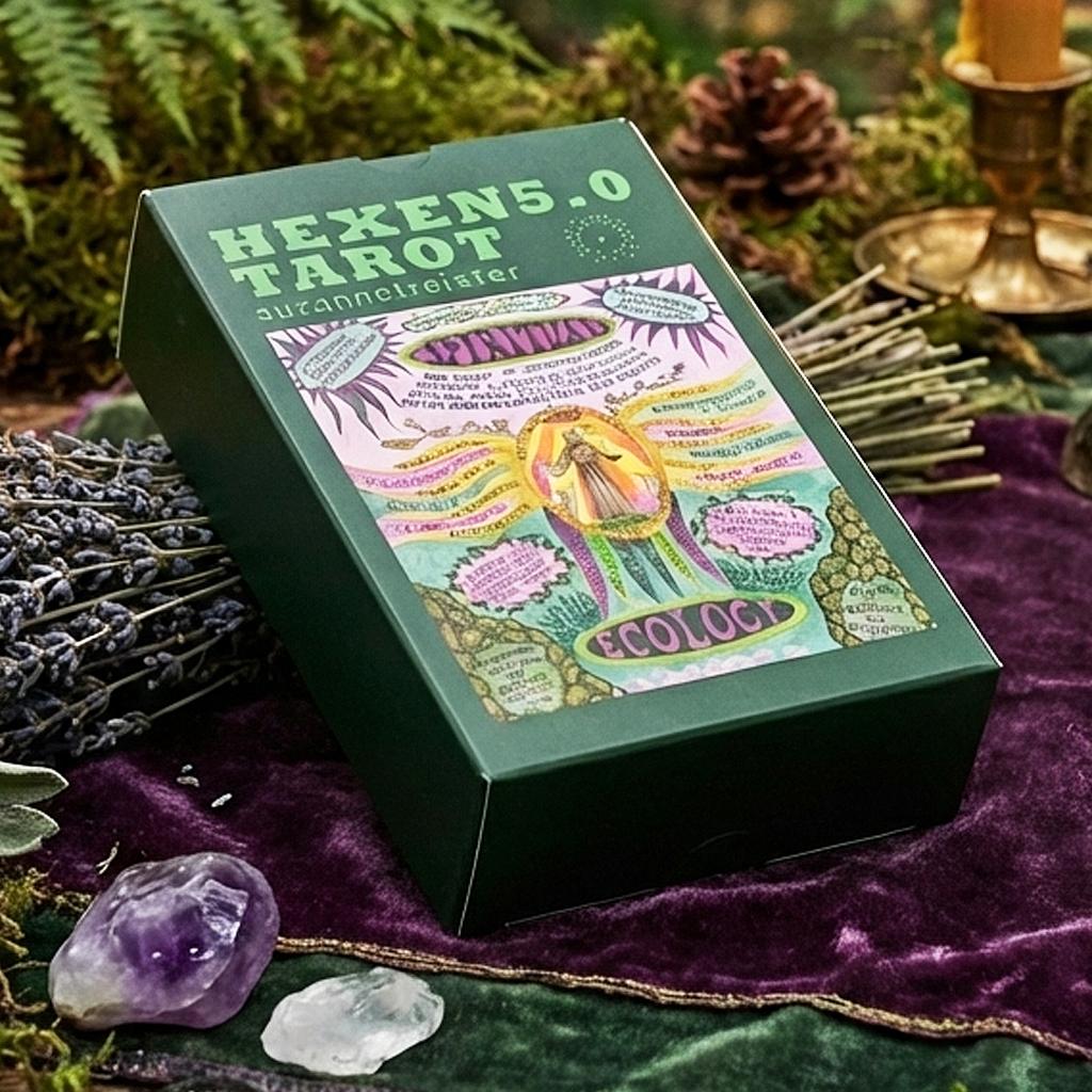 Таро HEXEN 5.0, 78 карт Таро, основанных на алхимическом искусстве, техно-духовности и климатическом кризисе, 12*7 см, с двойным тиснением