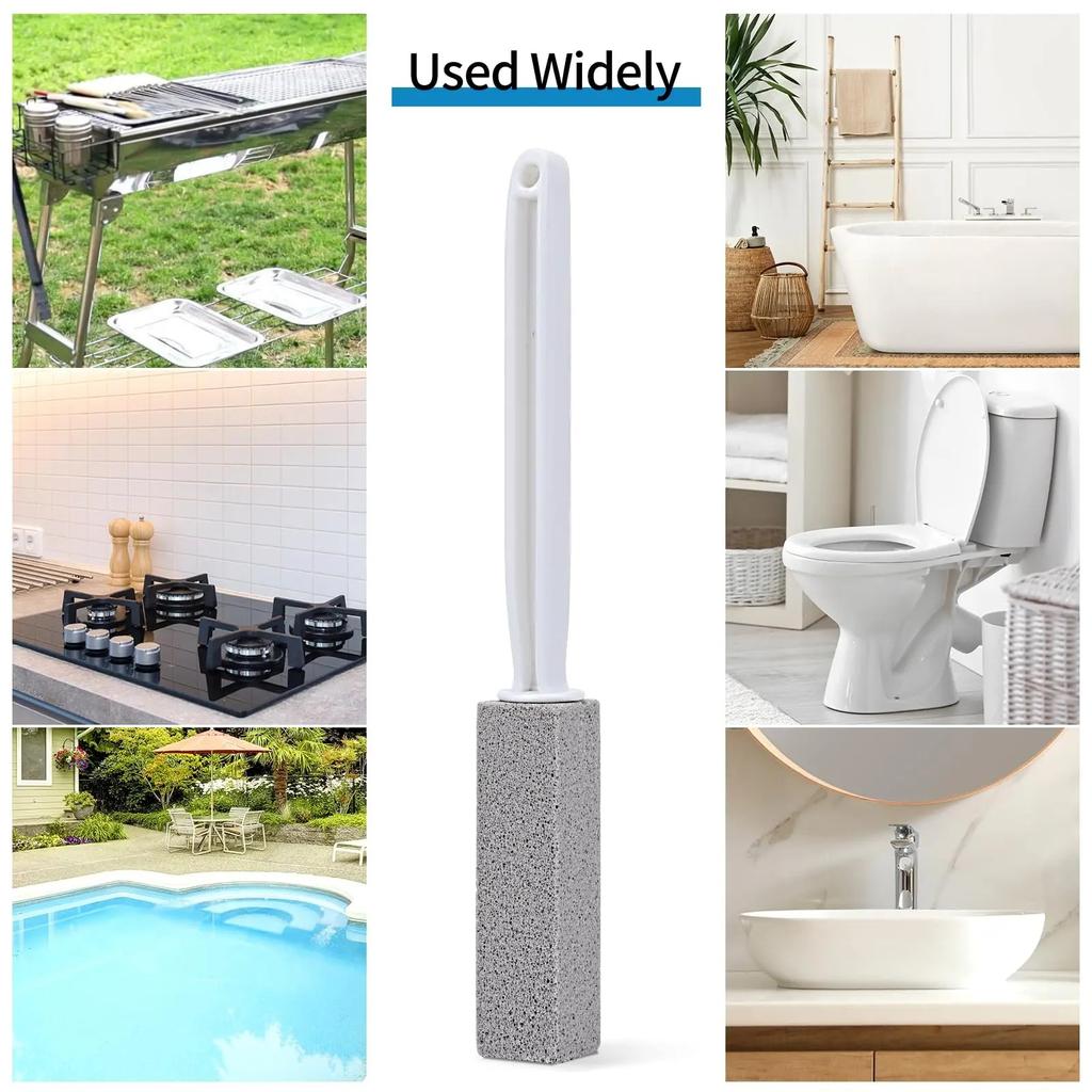 Pumice Stone for Toilet Cleaning with Extra Long Handle, Premium Pumice Stone Toilet Brush, Hard Water Stain Remover Effectively