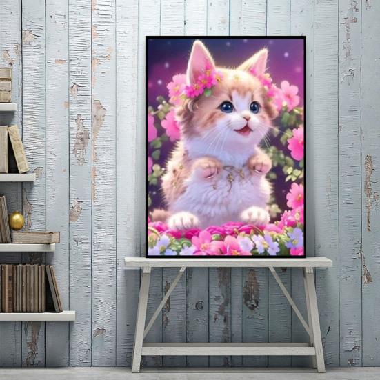 Пейзаж с бриллиантами, милый кот, принт, дизайн, улучшение координации, снятие стресса, мозаика, алмазная вышивка, украшение для дома, сделай сам, подарок