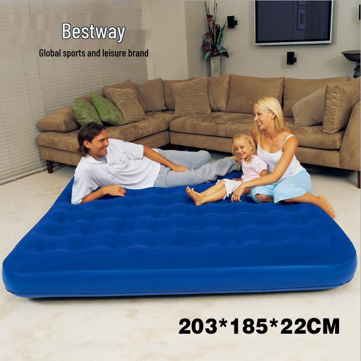 Bestway 67004 Deep Blue Очень большой надувной матрас с флокированным покрытием, 1,8 м шириной, сотовая структура