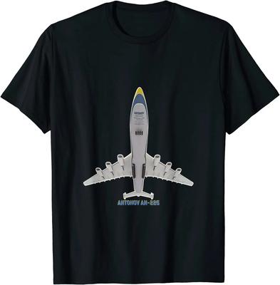 Футболка с принтом самолета Ан-225 100% хлопок Круглый вырез Короткий рукав Летняя Повседневная Мужская Футболка Уличная одежда