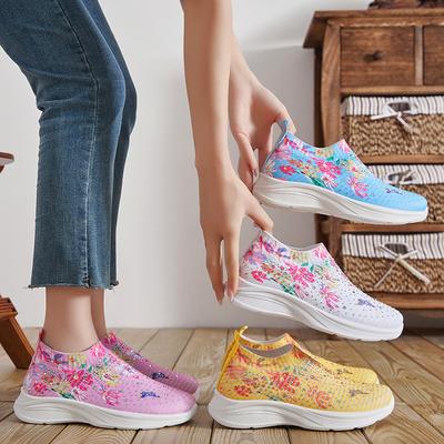 Спортивная обувь Lucyever с цветочным принтом, женские удобные дышащие повседневные кроссовки, женские туфли на платформе больших размеров, вулканизированные 43