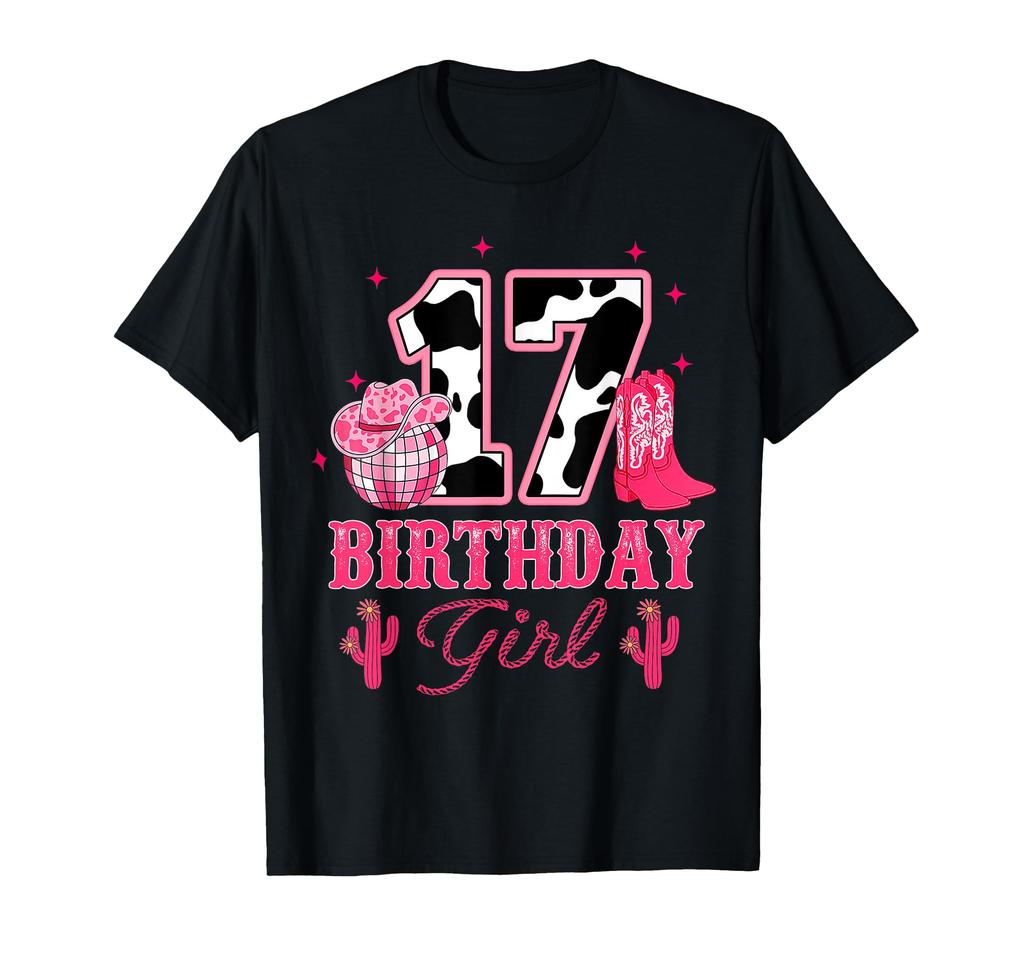 Happy 17th Birthday Girls Costume Rodeo Western Cowgirl Cowboy T-Shirt