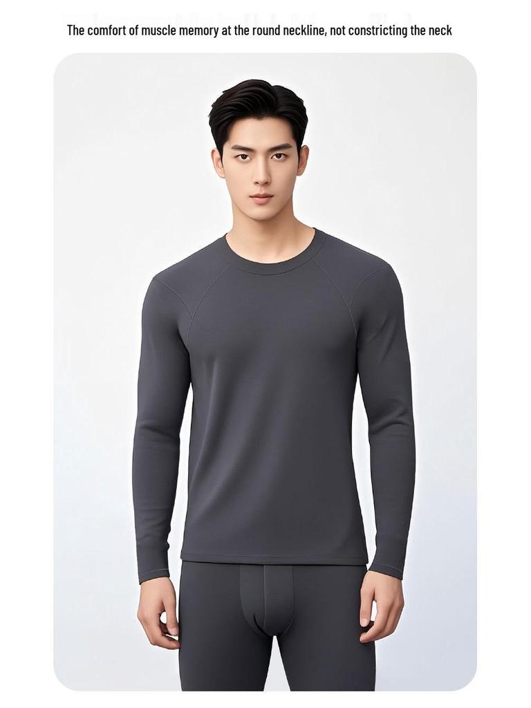Men's Wool Air Layer Sporty Raglan T-Shirt - Warm Korean Style Cold-Proof Base Layer