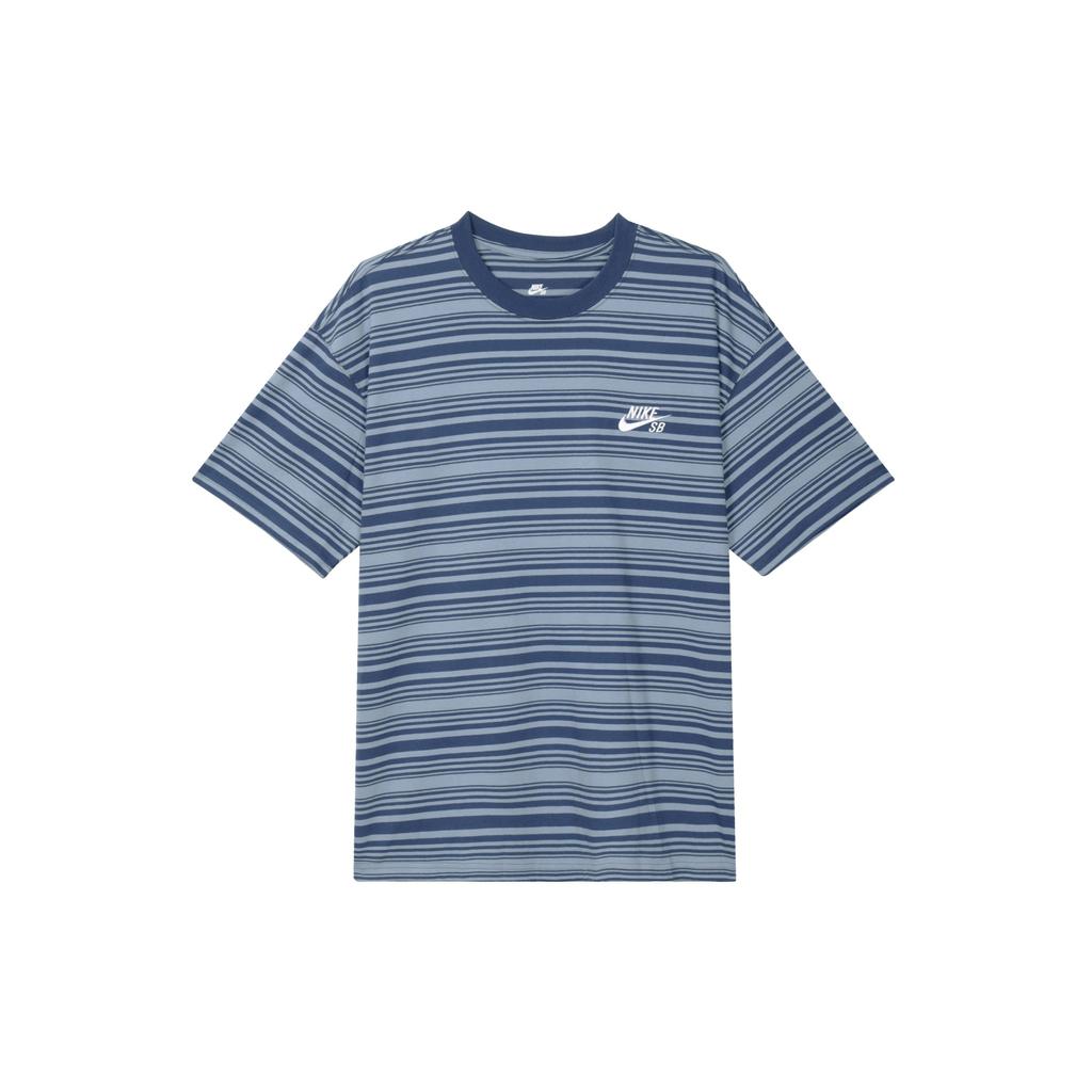 Nike Sb All Over Print Striped Crew Neck Loose Short Sleeve T-Shirt Men Tops Slate-Blue FQ3712-493