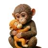 Cute Monkey Figurine Small Baby Monkey Holding Plush Toy Desktop Ornament for Living Room Bedroom Office Table Decor