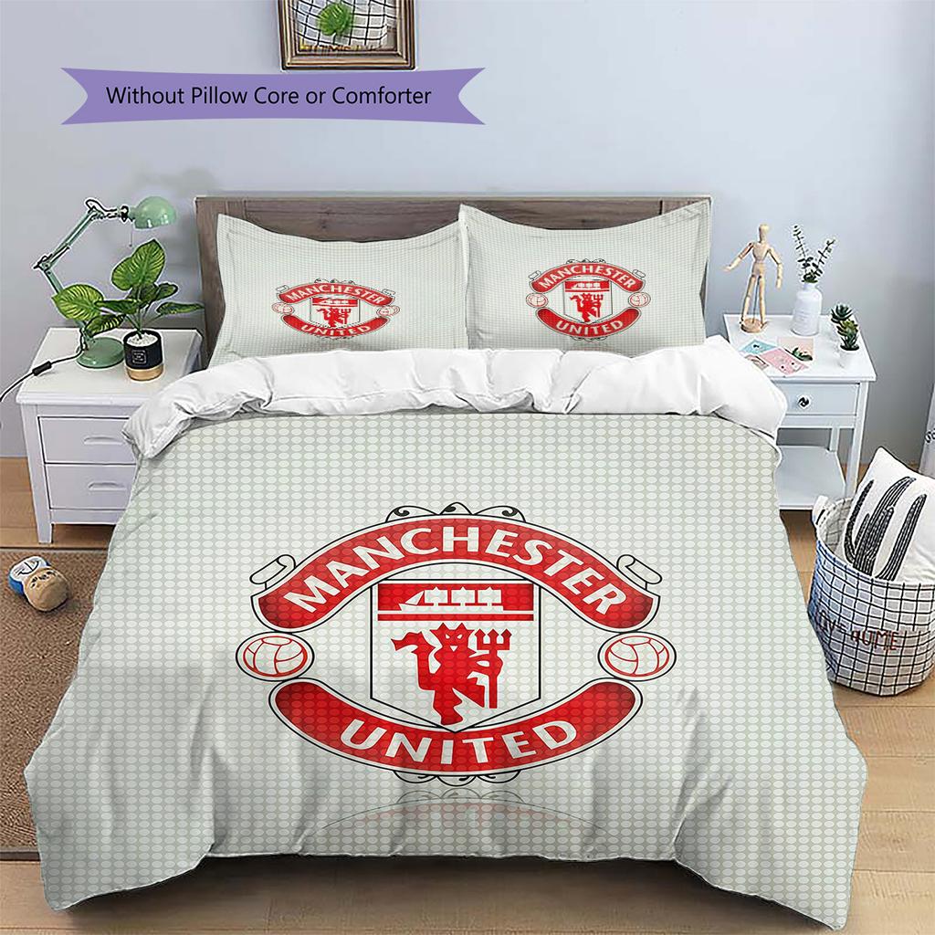 Manchester United Pattern Bedding Quilt Set Home Decoration Gift (1 * duvet cover + 2 * pillowcase without core)