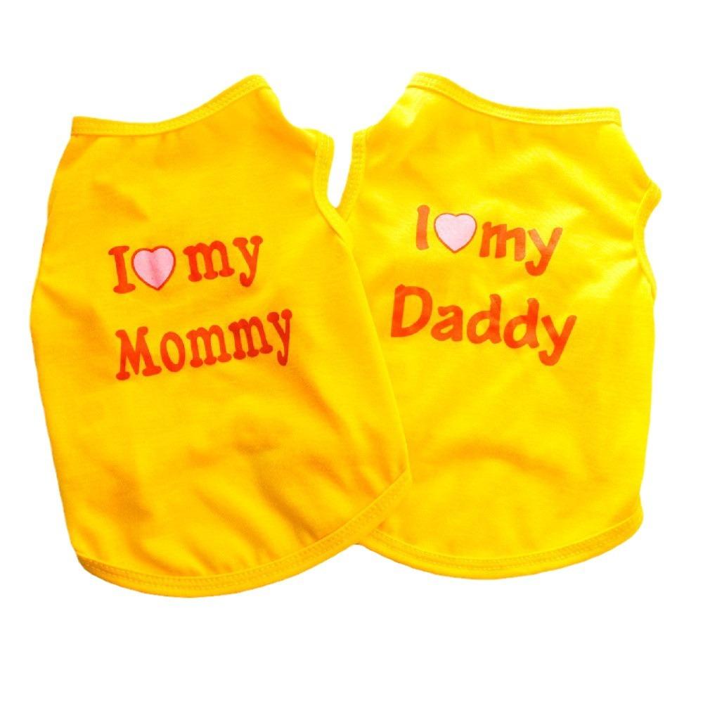 Pet Puppy Clothes, Vest, Classic Style Love Dad Love Mom, A Variety of Colors Trendy