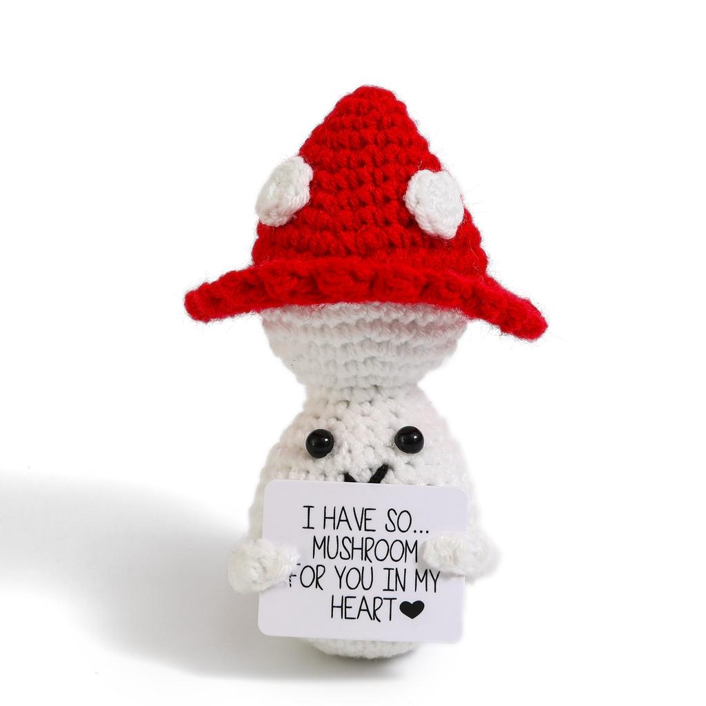 Positive Crochet Potato Doll with Card Handmade Knitted Emotional Support Hug Pocket Cucumber Ornament Room Decor Christmas Gift