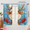 2pcs,2D plane printing Curtains&Window Treatment Cute Reindeer Christmas Versatile 100% Polyester (without rod) Outdoor