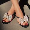 Новые летние сандалии-клипсы с бантом Flicker-drill Женские шлепанцы Открытые сандалии на плоской подошве Уличные тапочки