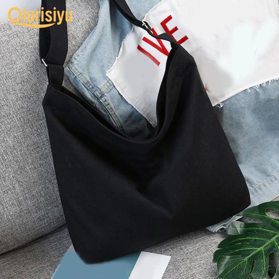 Женская однотонная холщовая сумка на плечо