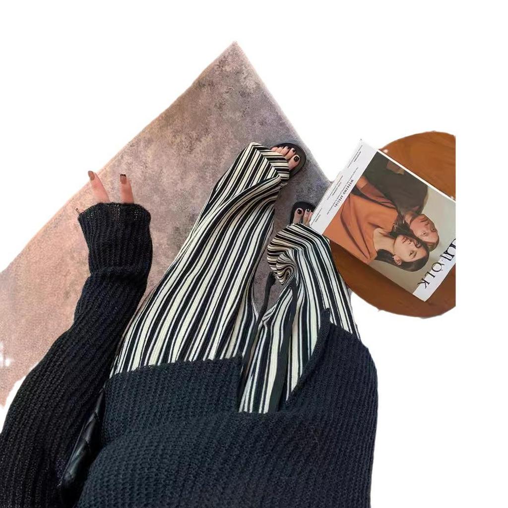 Женские брюки больших размеров в вертикальную полоску, с высокой талией, стройнящие, повседневные, длиной до пола, летние