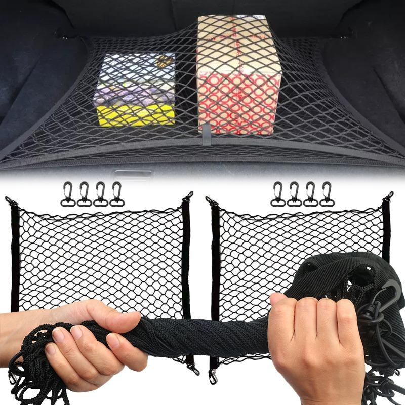 Car Trunk Storage Net Camping Cart Net Auto Trunk Sundries Fixed Netbag Handcart String Bag Elastic Pocket Mesh Car Accessories