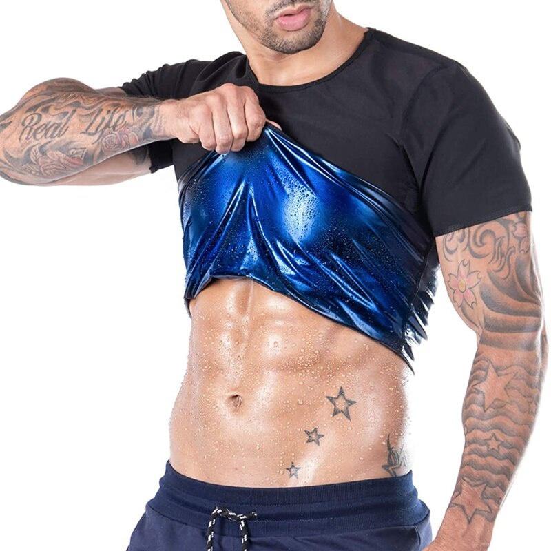 Последнее обновление, мужская футболка для пота и сауны, утягивающий упражнения, жилет для похудения, с коротким рукавом, теплопоглощающее корректирующее белье, одежда для сауны