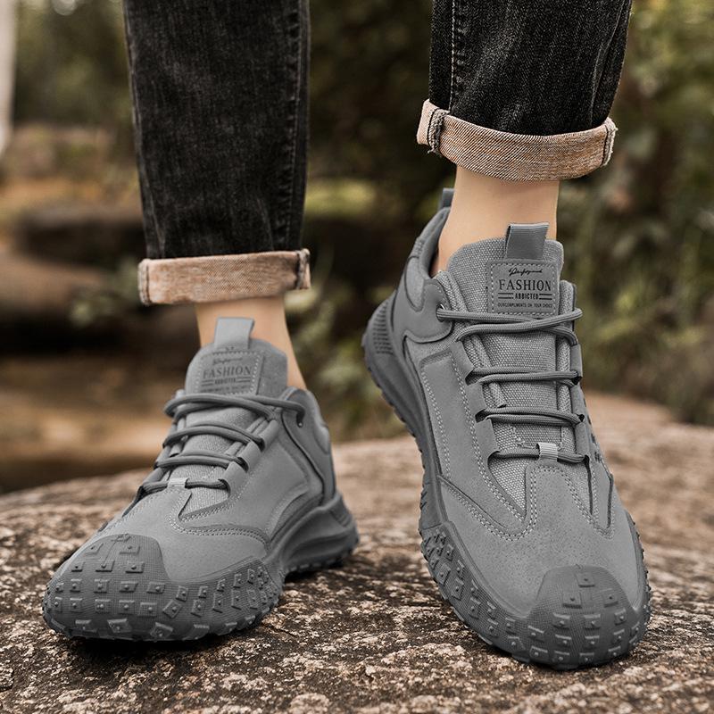 Мужские осенние ретро-дышащие рабочие ботинки для строительства и походов