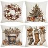 Рождественская наволочка Праздничное украшение дома Диван Льняная наволочка Наволочка Винтажное Рождество