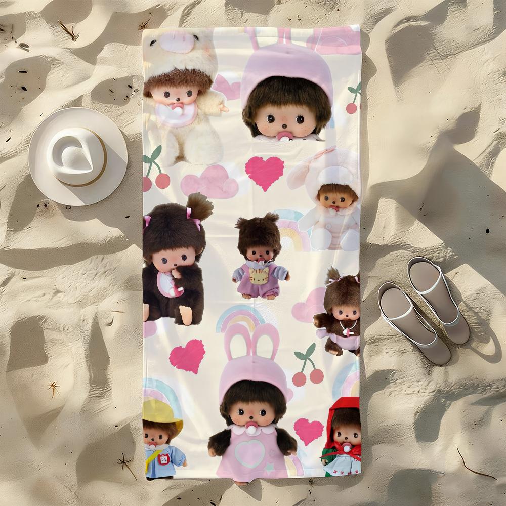 Cute Kawaii M-Monchhichi-S Towel For Swim Yoga Gym Quick Drying Soft and skin-friendly Beach Towels All-Season