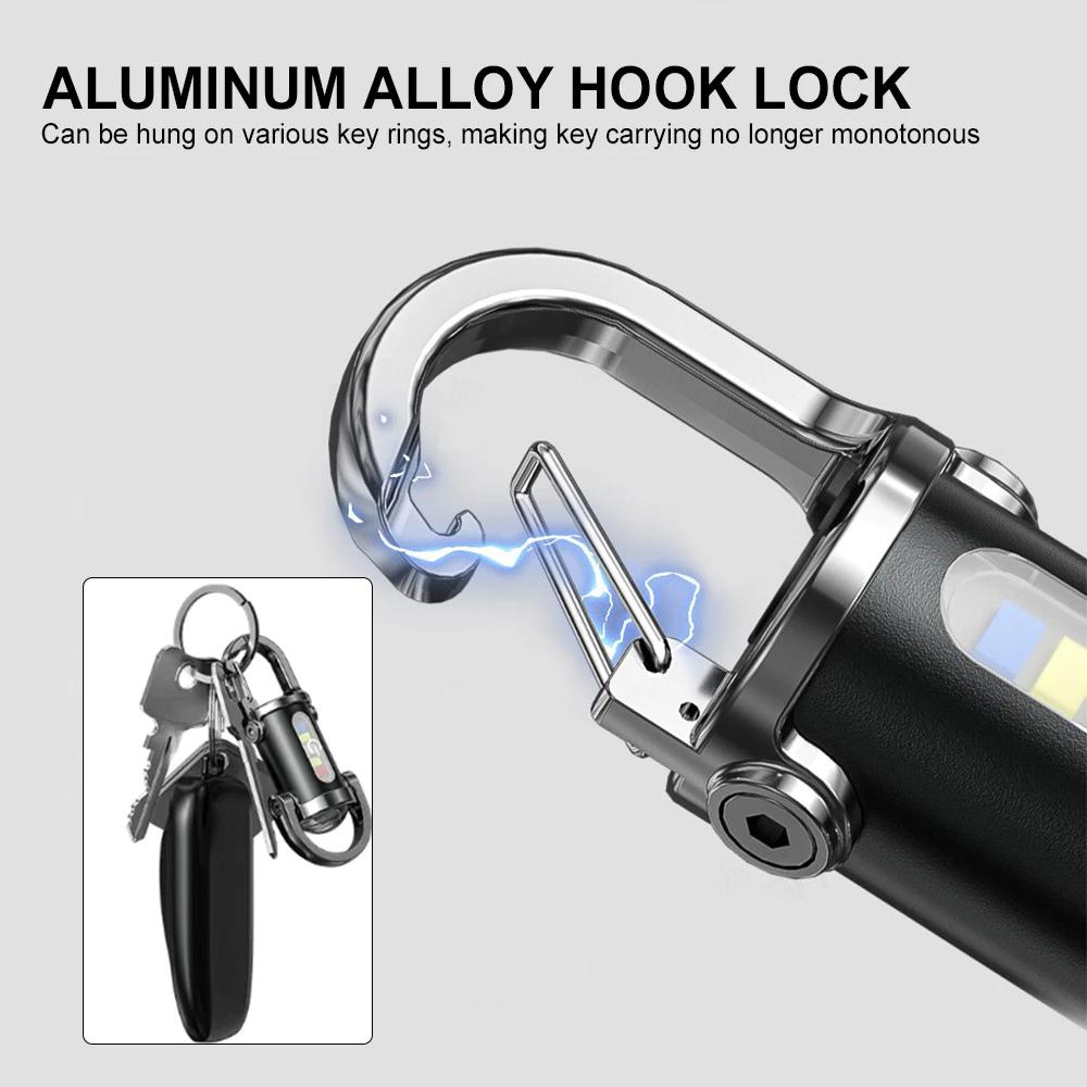 Multi functional mini keychain light, outdoor portable hook lighting, spotlight, emergency lighting flashlight