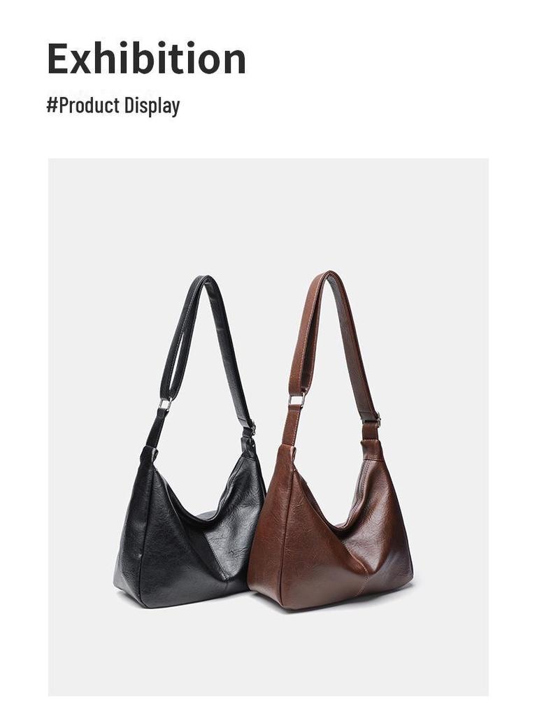 Женская сумка-мессенджер из мягкой кожи в стиле ретро 2025 года — вместительная универсальная сумка-тоут через плечо