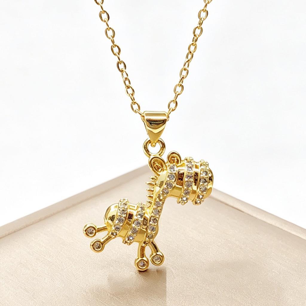 New Arrival Zircon Horse Pendant Fashion Party Wedding Jewelry for Women Men Lucky Running Horse Chain Gold Plated Necklace Gift