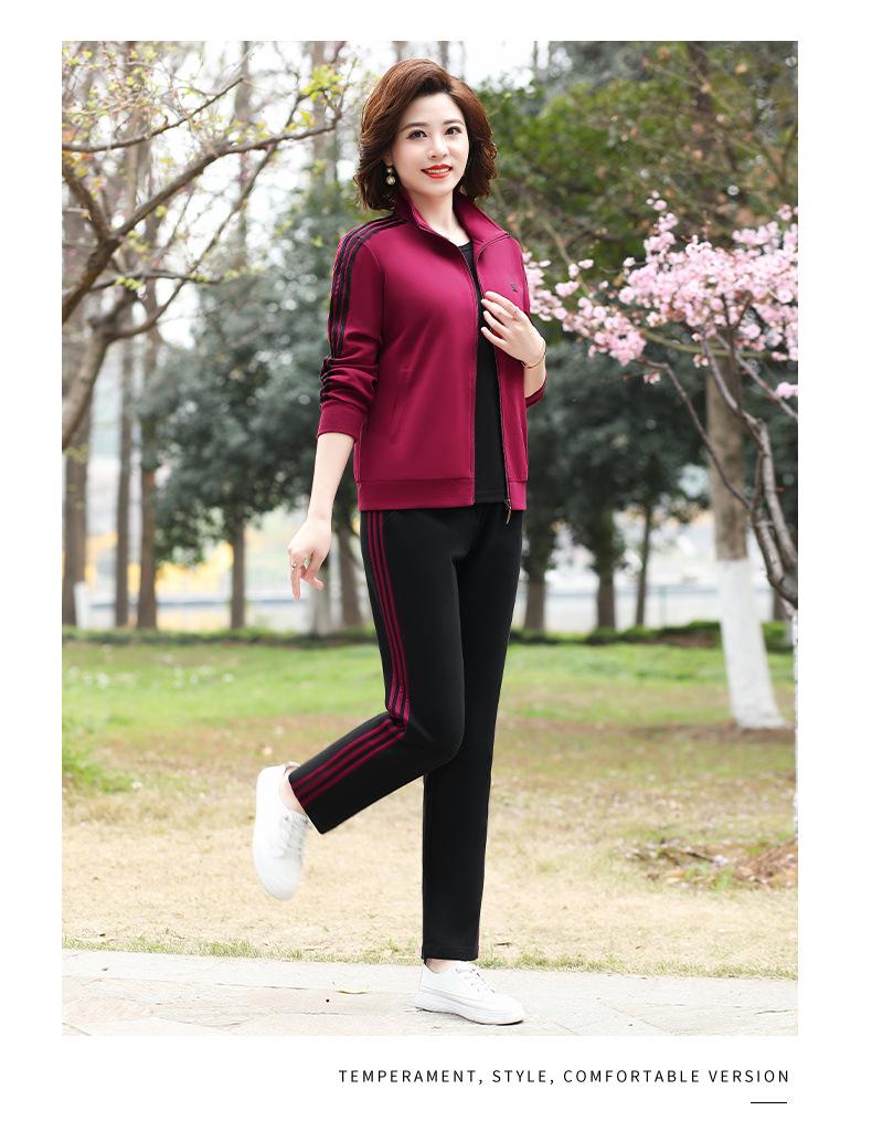 Женский весенне-осенний повседневный спортивный костюм: Свободного кроя куртка и толстовка с длинным рукавом, больших размеров, 2 предмета для среднего и пожилого возраста