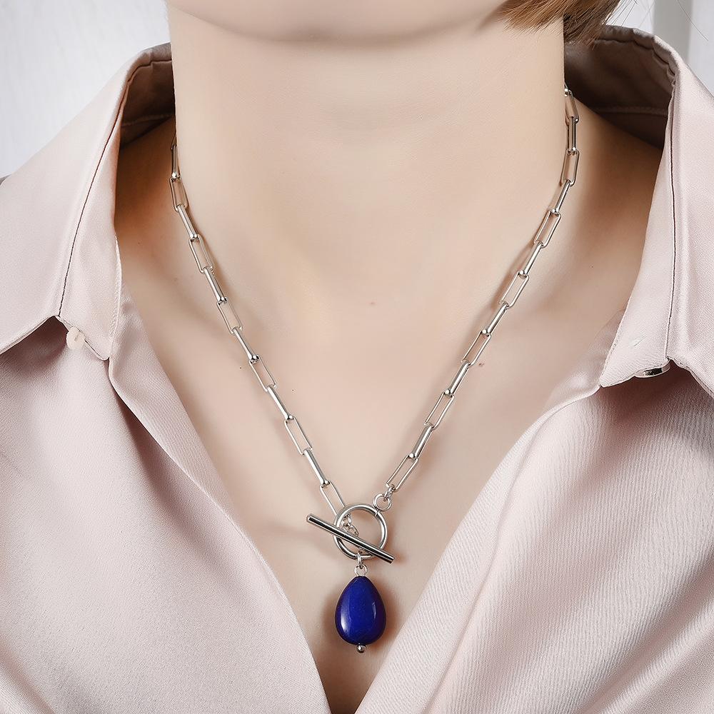 Freshwater Premium Trendy Natural Stone Pendant OT Clasp Chain Fashion Gift