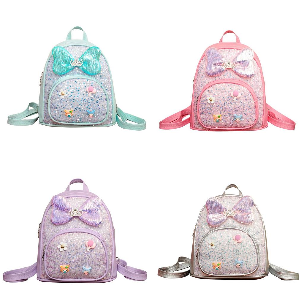 Baby Girl Backpack Pu Material With Glitter Sparkle For Preschool Kids