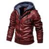 Men's PU Washed Leather Jacket Large Size Leather Jacket Hooded Fake Two-piece Jacket