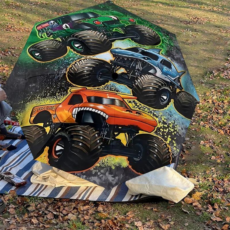 1PC monster trucks Umbrella-8-Rib Reinforced, Automatic Open, Lightweight & Durable, Cute Fashion Accessory for Outdoor-F2618