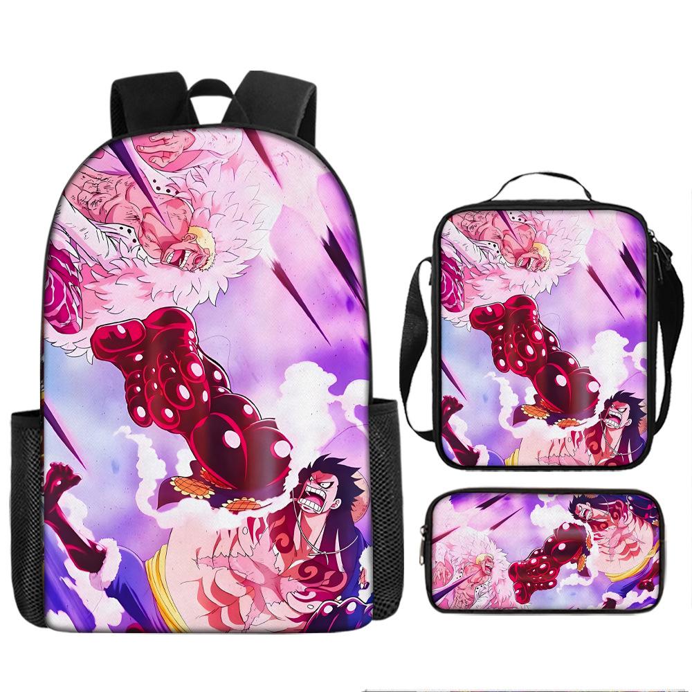 Анимация ONE PIECE школьный рюкзак из трех частей игровой периферийный рюкзак большой вместимости для ученика средней школы для улицы, кампуса, сумка для компьютера