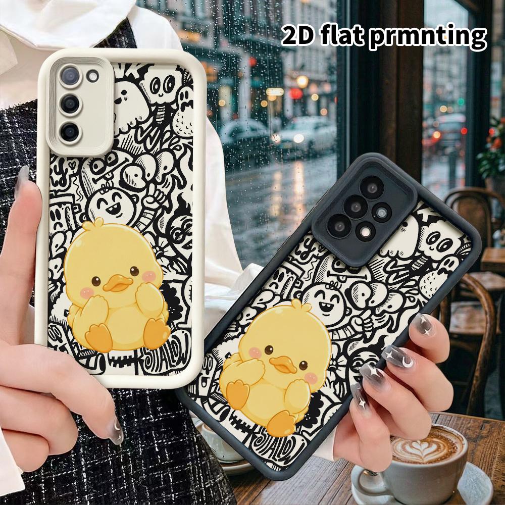 Phone case: 2D flat Samsung Galaxy A34 A35 M05 M06 S20 S22 S21 FE Plus 5G protective case, little yellow duck, Christmas and Halloween gift