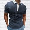 Men's Shirt Polo Casual Zip Short Sleeve Fashion Casual Zipper Summer Spring Regular Fit 3D Grid Lines Print Shirt