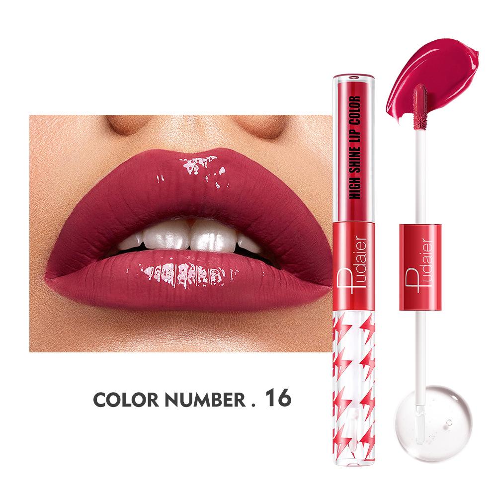 16 Color Double Head Lip Glaze Moisturizing Lip Oil Moisturizing Non Fading Lipstick Lip Honey and Lip Gloss