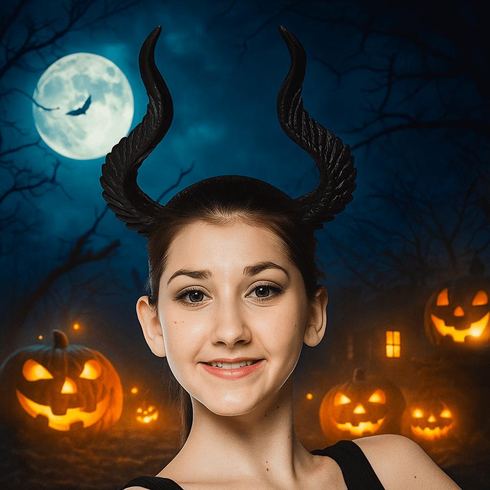 PU Halloween Horns Headband Ox Horn Halloween Hair Hoop Funny Cosplay Hairband  Men