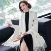 Tassel Embroidery Scarf Imitation Mink Fur Long Fringed Shawl  Wedding Party Evening Dresses