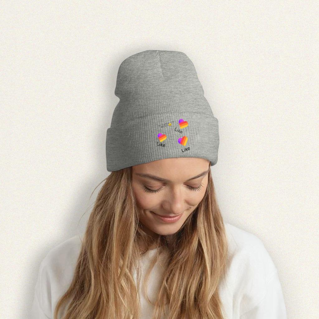 Likee App Logo Вязаная шапка Likee Heart Rainbow Graffiti, женская шапка-бини, зимние шапки из полиэстера, теплая кепка цвета дыни