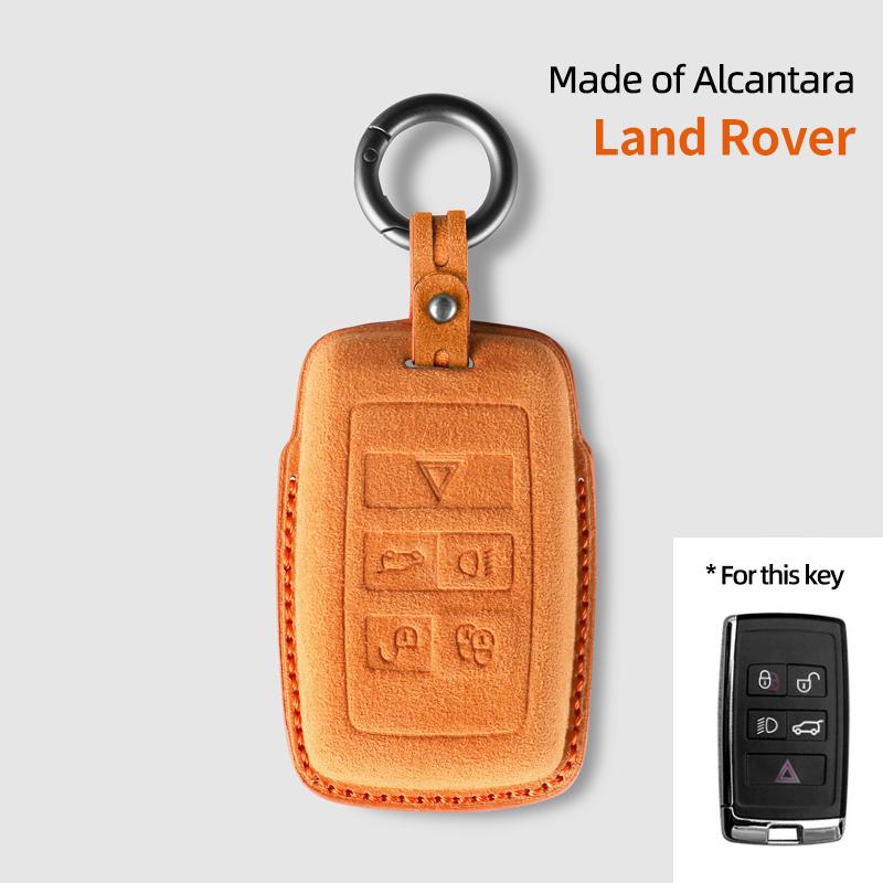 Suede Car Key Case Holder Keychain for Land Rover Range Rover Discovery 5 Sport 2018 2019 for Jaguar XEL E-PACE 2019 Accessories