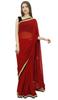 Atasi Indian Women's Sari Solid Maroon Georgette Saree With Blouse Piece