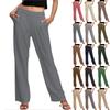 Женские повседневные брюки-палаццо с высокой талией, широкие брюки, деловые рабочие брюки, длинные прямые брюки для костюма, струящиеся брюки с карманами