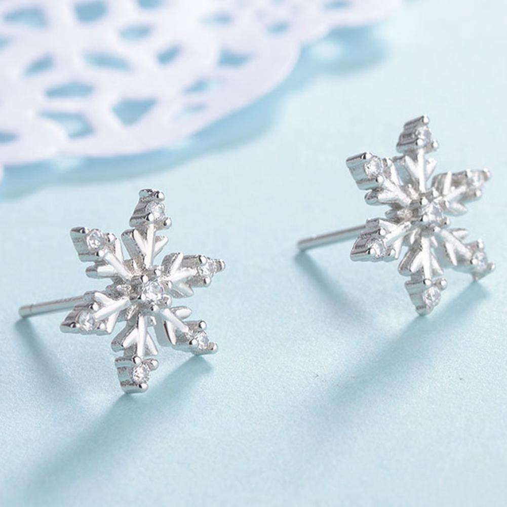 Womens Fashion Elegant Cute Shiny Snowflake Ear Studs Earrings Gift ARI