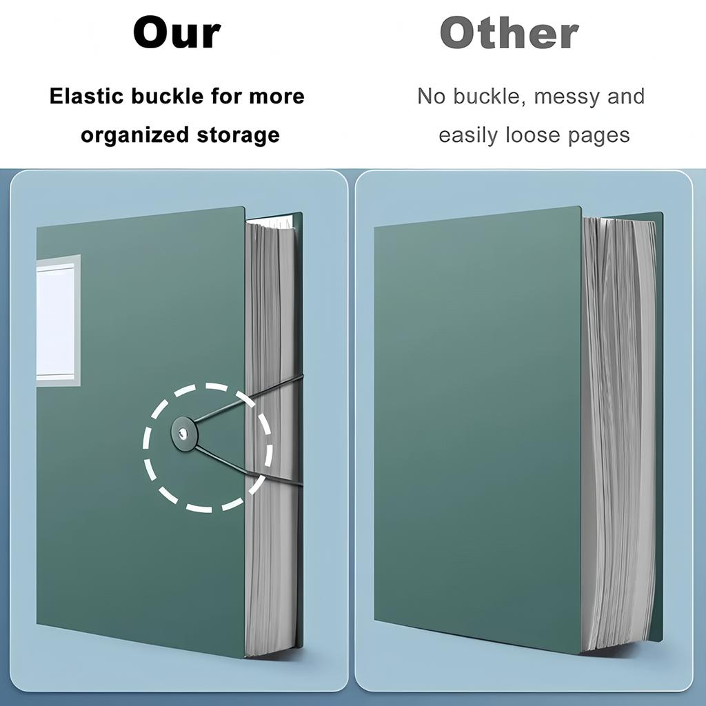 A4 Data Storage Book-100 Pages, Transparent File Pocket Storage and Organization, Document Data Sorting Book, Folder